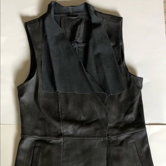 My Tribe Jackets Coats My Tribe Drape Collar Leather Vest